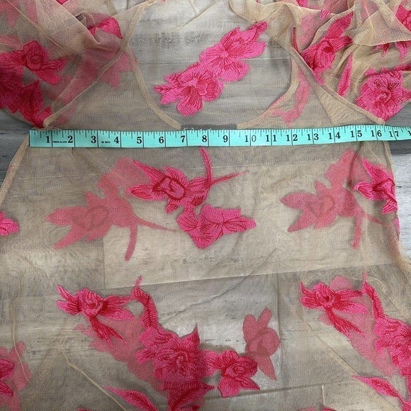 For Love & Lemons Paradise Pink Orchid Mini Dress Women's Sheer No Slip Size M - Picture 6 of 7